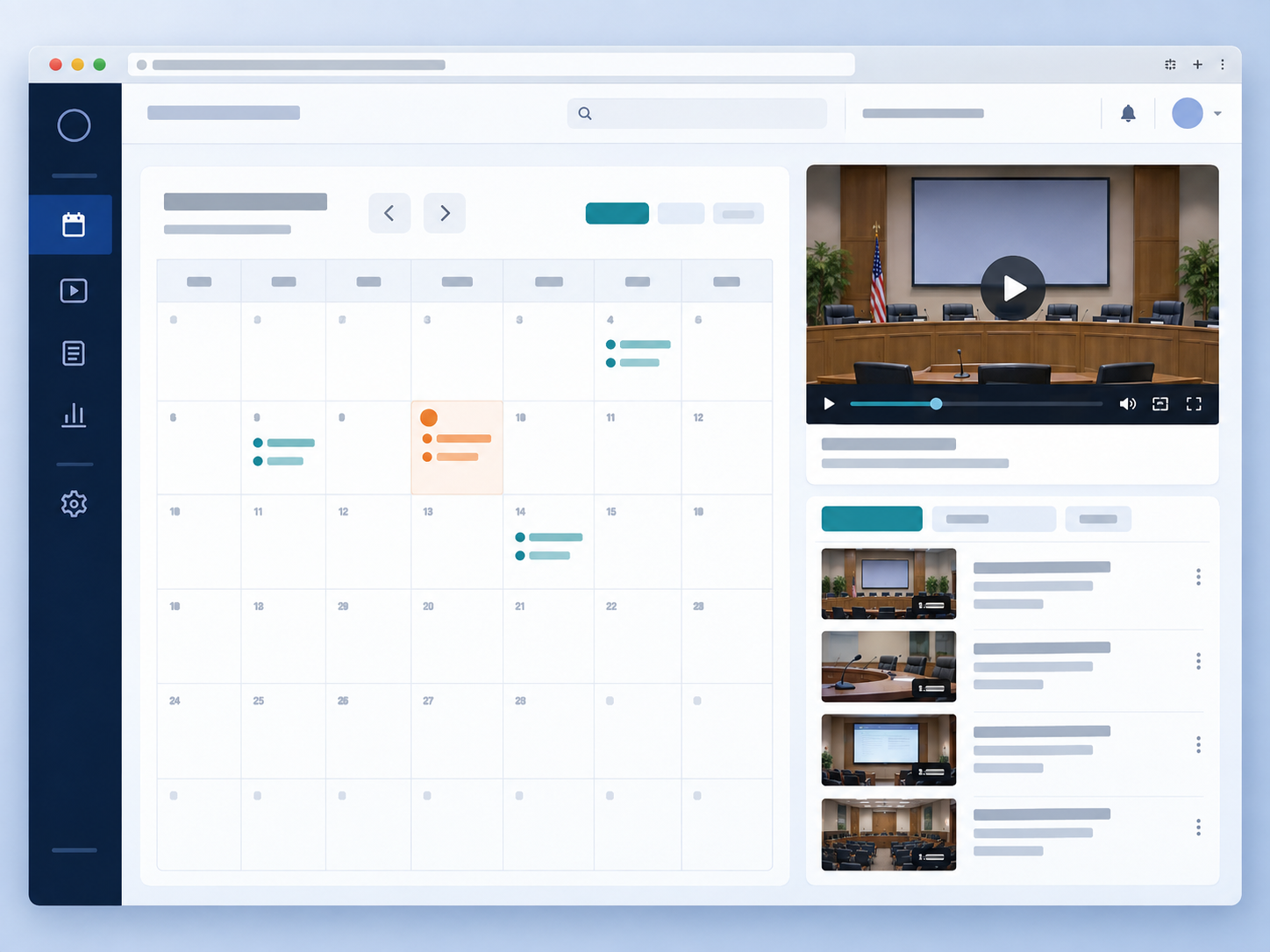 Modern calendar-style on-demand meeting archive